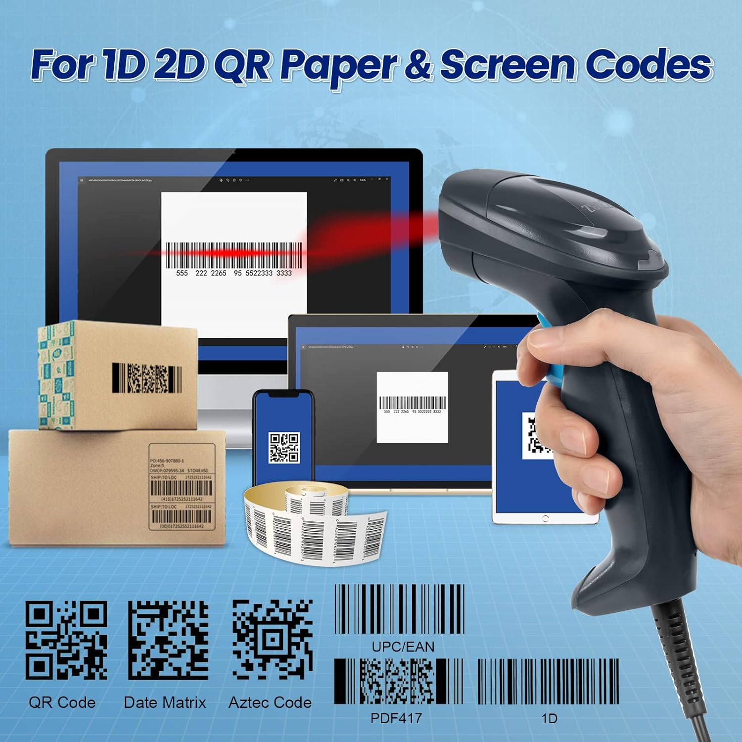 Scanning 1D and 2D QR Codes