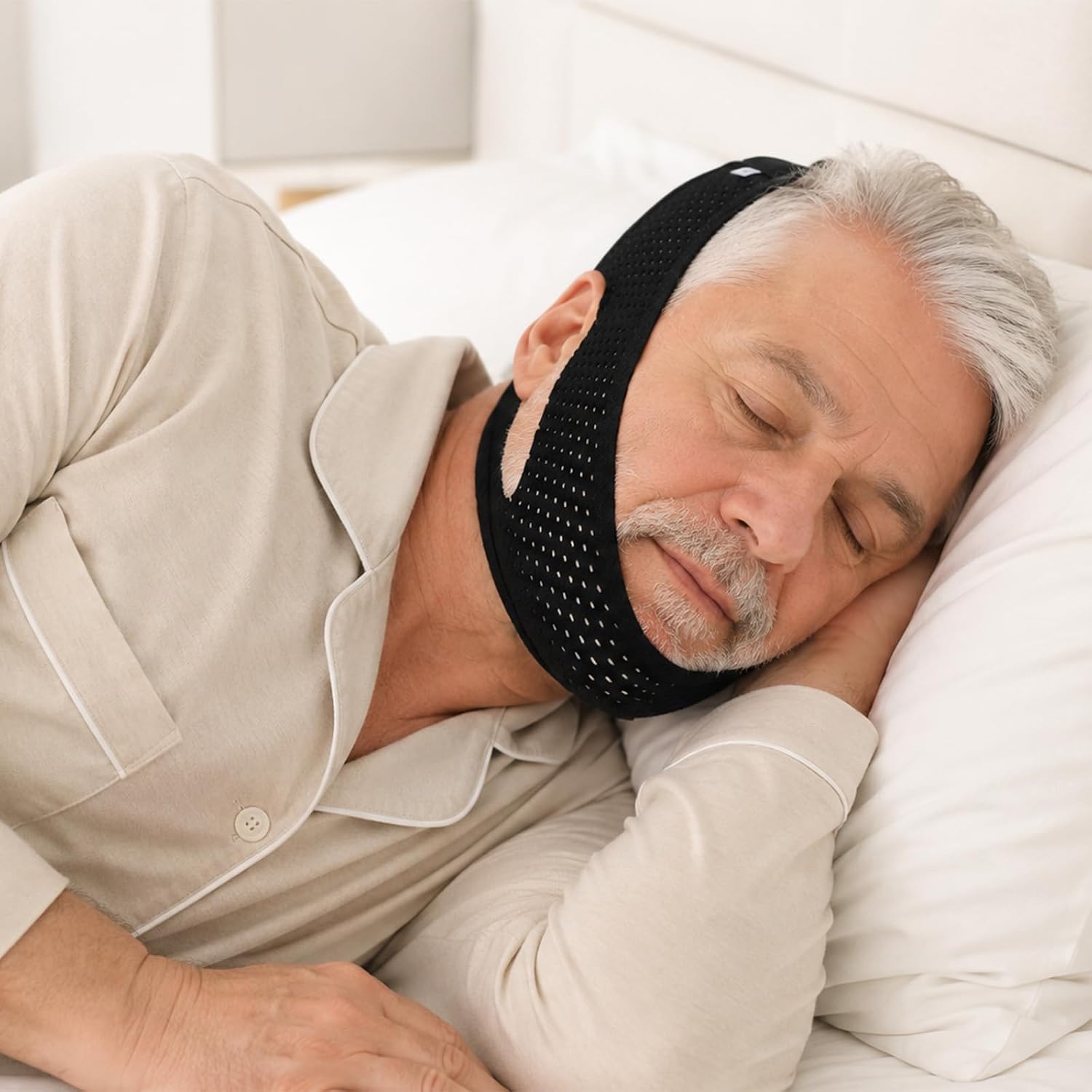 2pcs Chin Strap for Sleeping, Breathable & Comfortable Chin Straps Practical Sleeping Supplies Suitable for Women Men (Black)