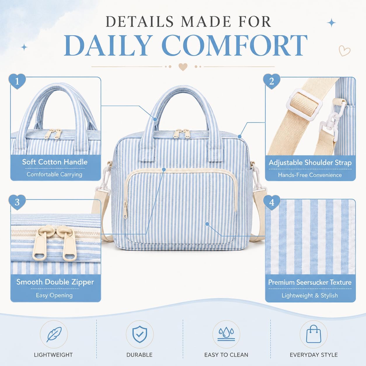 Insulated Lunch Tote Bag for Women, Large Capacity Lunch Bag