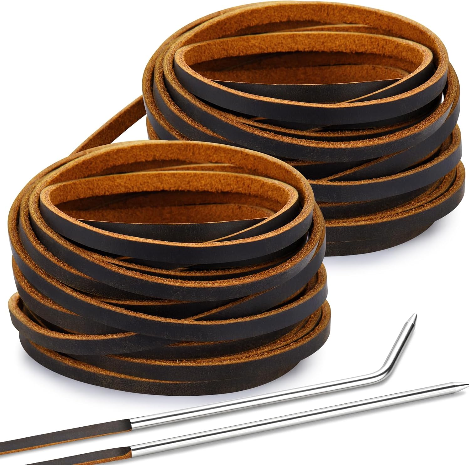 10 Yards Flat Genuine Leather Laces, Leather Strips Cord for Decoration