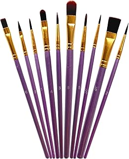 1 Pack 10 Pcs Paint Brushes, Nylon Hair Paint Brushes Set for Kids, Beginner, Suitable for Oil, Watercolor, Acrylic Paint ...