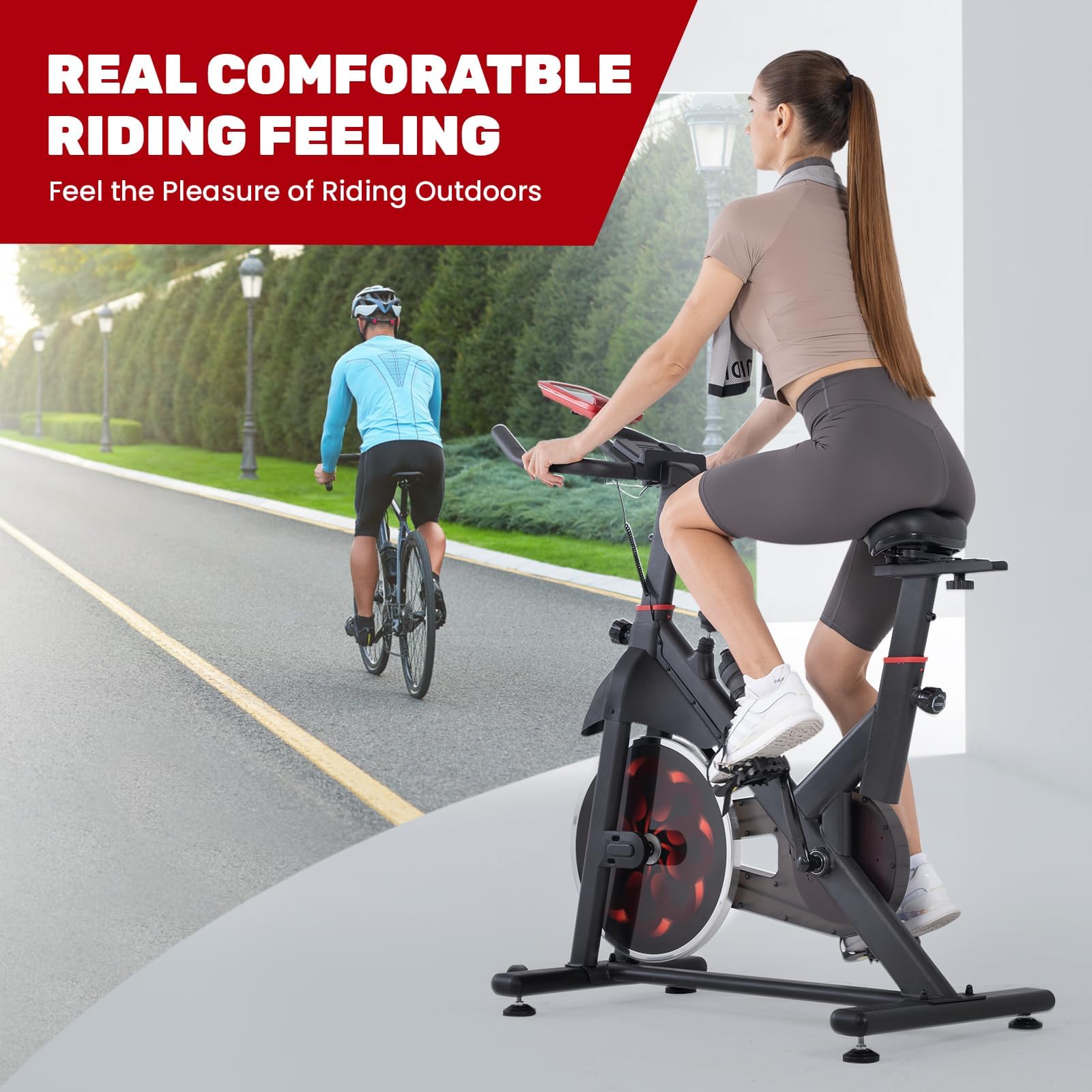 Cyclette Magnetica, Ciclismo Fitness Interno Silenzioso con Resistenza Regolabile, Display LCD, Supporto Tablet, Sella Confortevole, Capacità 150 kg