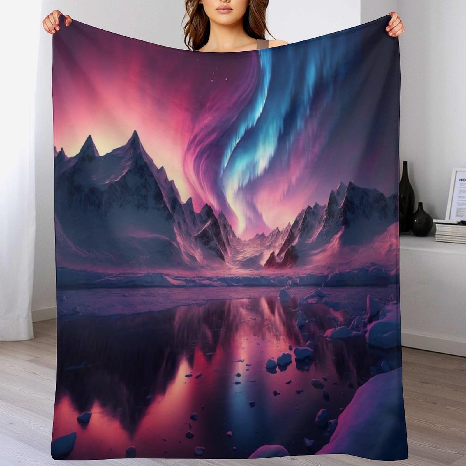 Couverture polaire flanelle thermorégulatrice et chaude Fantasy Paysage 180x200cm