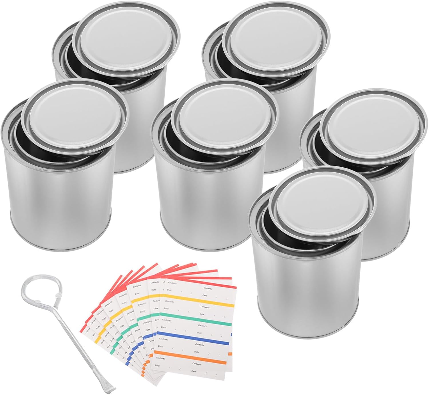 6pcs Round Metal Paint Cans with Lids Empty Paint Pails for Craft Storage and Home Renovation Tin Painting Buckets for Leftover Saving