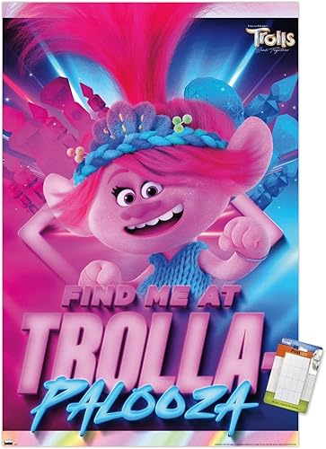 Trends International Trolls Band Together - Póster de pared de amapola, 22.37 x 34.00 pulgadas, póster premium y paquete de montaje