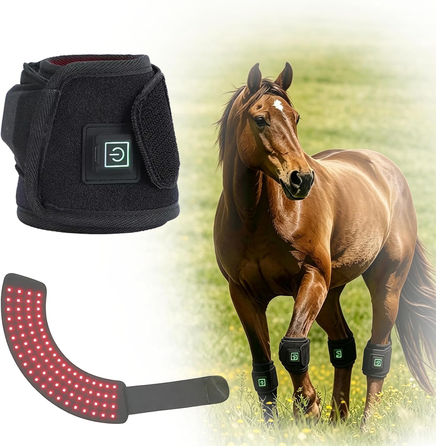 Red Light Therapy for Horses Hoof, 660nm/850nm Portable Wearable Pets Adjustable Red Light Phototherapy Wraps, for Equine Hoof and Hock Pain Relief (1PCS)