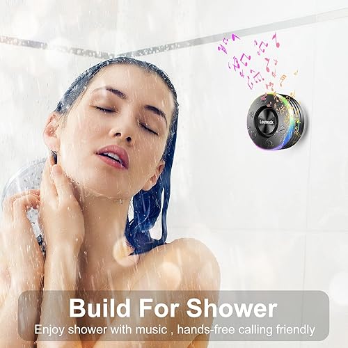 Miniatura 3 de Altavoz de ducha Bluetooth, IPX7 impermeable Bluetooth con espectáculo de luz, micrófono integrado y radio de ducha, altavoz Bluetooth portátil para