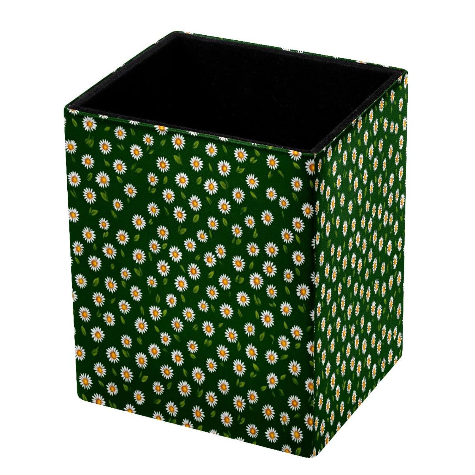 DragonBtu Desktop Pencil Holder, Daisy Rectangular Pencil Cup, Pencil Storage Bag Office Desk Supplies Case for School, Kids