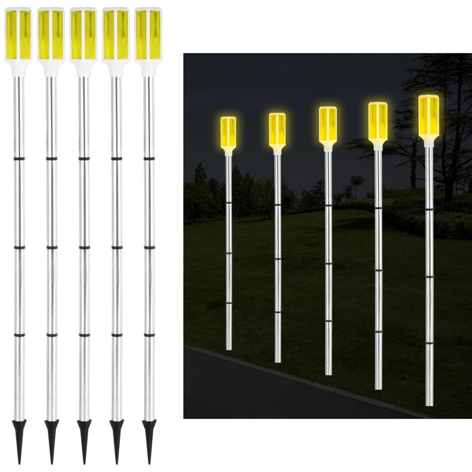 Lumière d'allée enneigée et solaire en lot de 5 pour l'hiver au jardin