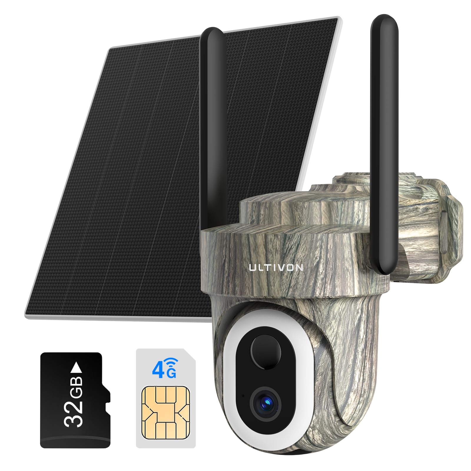 4G Cámara Vigilancia Exterior con Panel Solar, 2K Cámara de Vigilancia Inalámbrica, Monitoreo de movimiento PIR, Panorámica 360°, Audio Bidireccional, camara vigilancia exterior sin WIFI, IP66