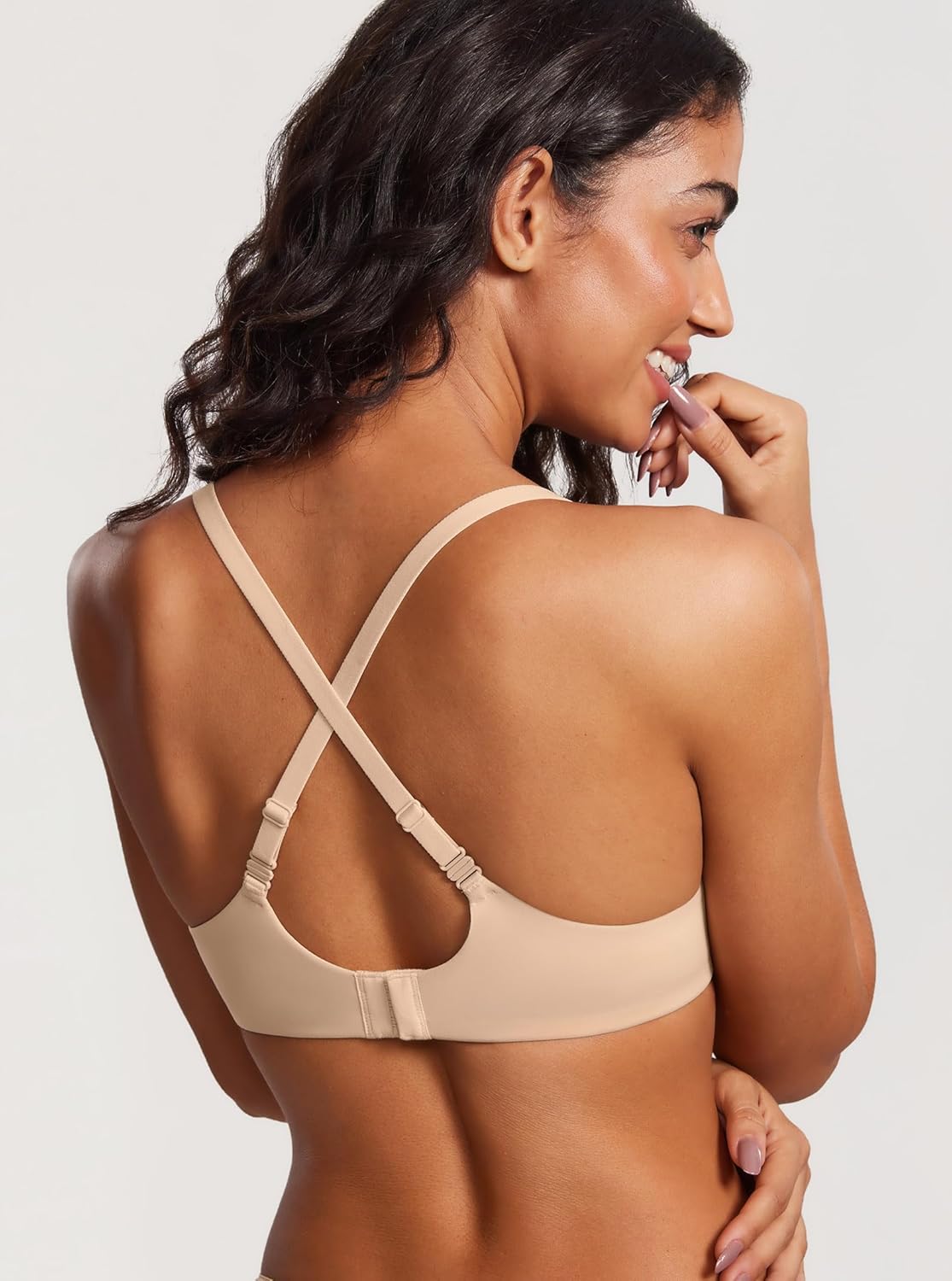 DOBREVA Women's Lightly Padded Balconette Bra Tshirt Supportive Demi Underwire Plus Size - Image 3