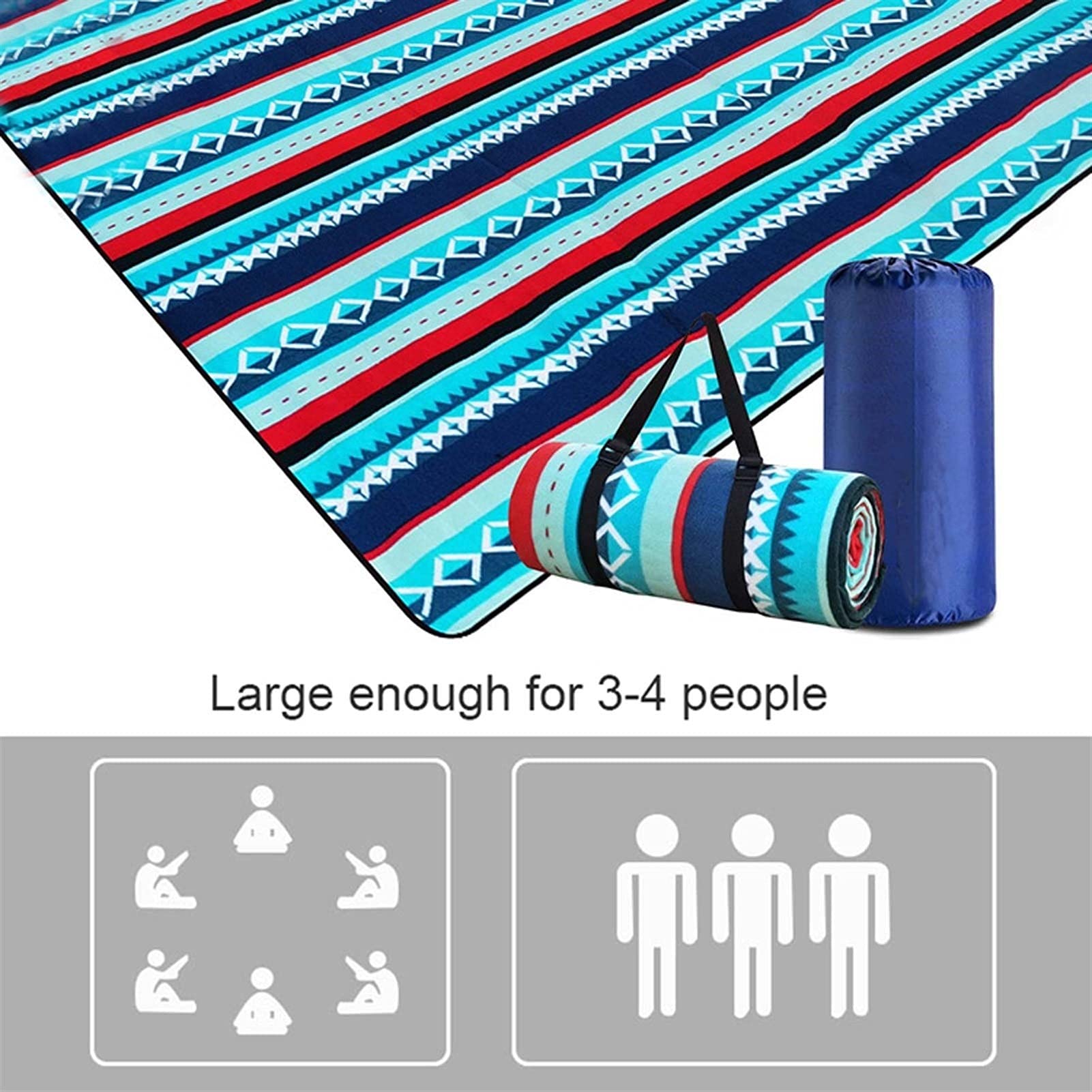 Couverture de Pique Niques, Natte de Plage Imperméable, Tapis Pique Niques Nappe Picnic pour Extérieur Camping Parc Cour (Color : Blue Stripe, Size : 150x200cm)