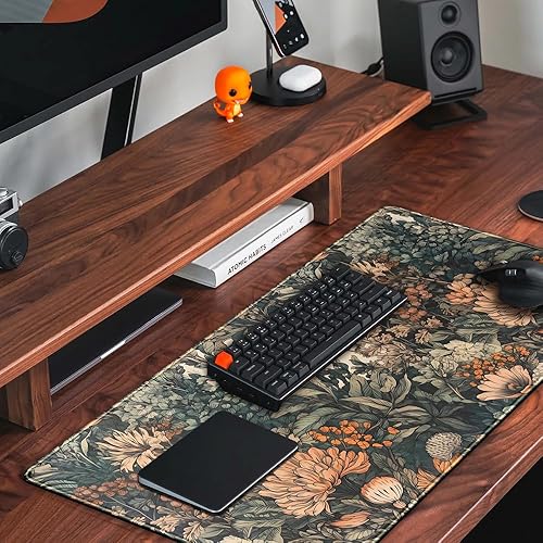 Miniatura 5 de Tapete de escritorio estético bohemio con diseño de flores silvestres, alfombrilla grande para mouse para juegos, alfombrilla XXL para teclado de