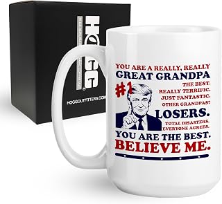 Hogg Best Grandpa Ever Coffee Mug, Trump Fathers Day Gift, Funny Coffee Mugs for Grandpa, 15oz Ceramic Cup for Men, Christmas Gift for Him, Donald Trump Birthday Gift