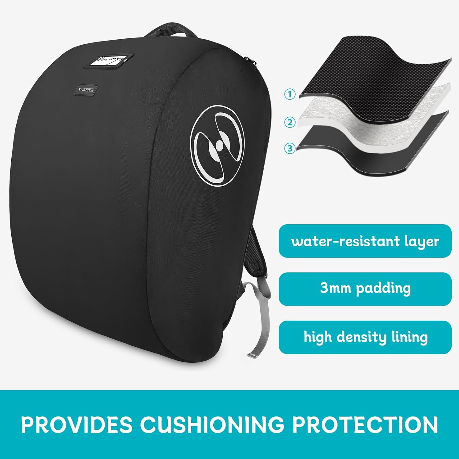 YOREPEK Padded Stroller Travel Bag for Airplane, Fits for Doona Car Seat Stroller with Latch Base, Infant Car Seat Travel Bag Backpack with Lockable Zipper, Foldable Car Seat Cover for Baby Travel