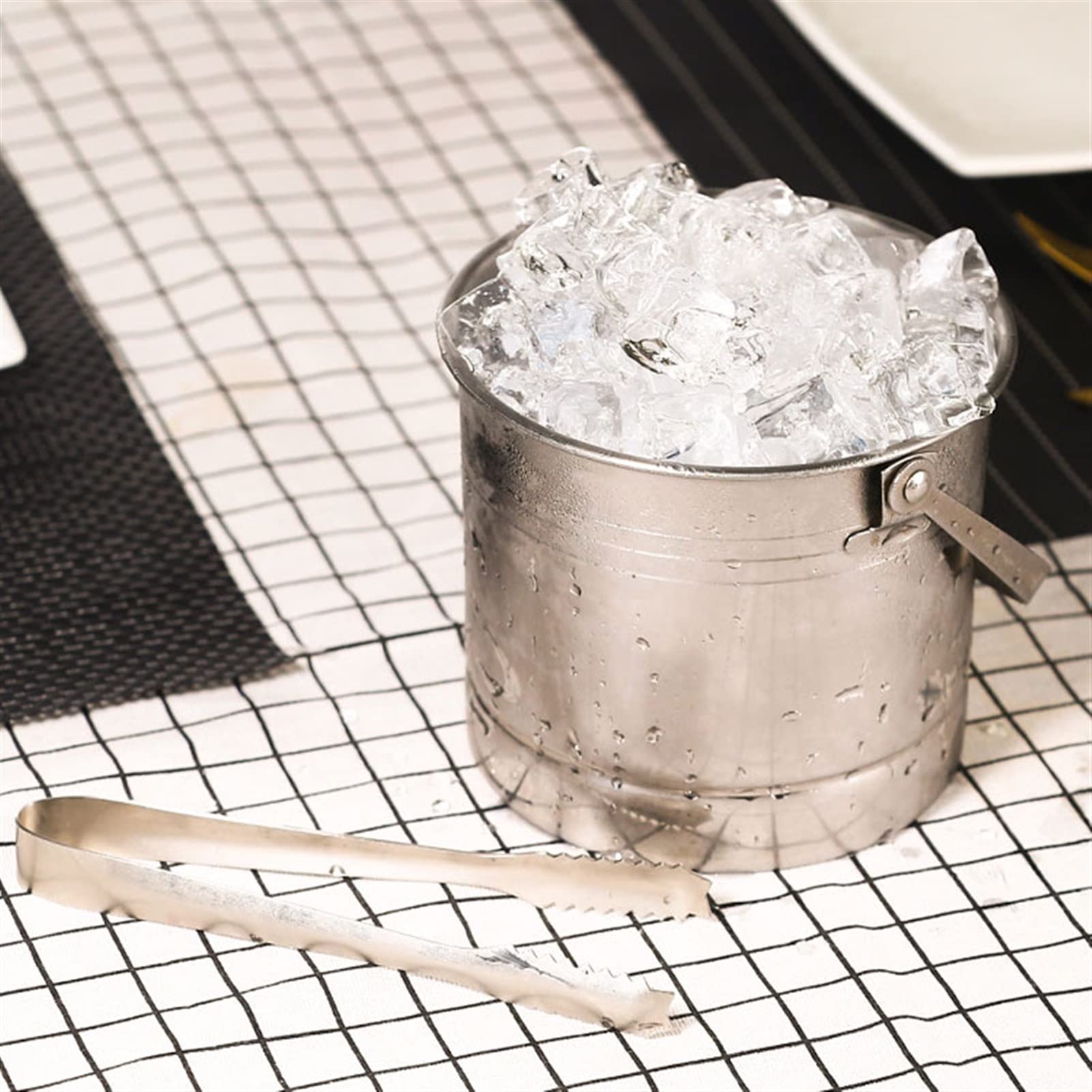 Cubeta de Hielo Cubo de Hielo de Acero Inoxidable, Cubo de Hielo portátil, Barril de Vino for Servicio KTV, Perfecto for Botellas de Vino, champán o Cerveza Cubo de Hielo Aislado