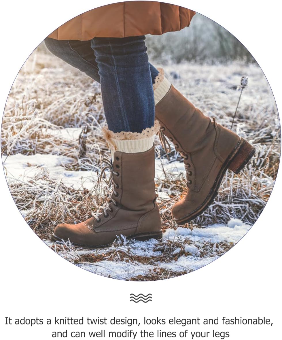 BESPORTBLE Boot Cuffs Crochet Knited Boot Cuffs Topper Socks Cuffs for Women Girls Winter Warm - Image 3