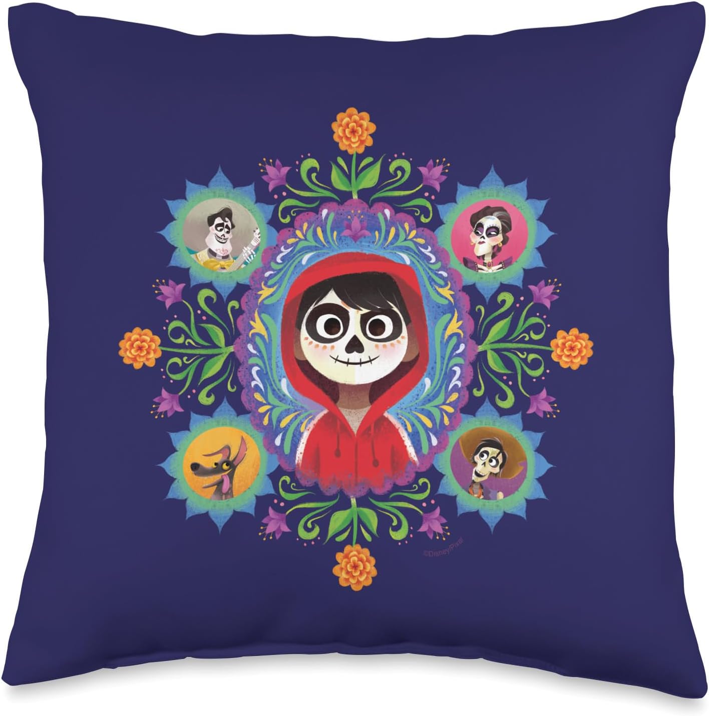 Disney and Pixar’s Coco Miguel Colorful Florals Throw Pillow