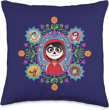 Disney and Pixars Coco Miguel Colorful Florals Throw Pillow
