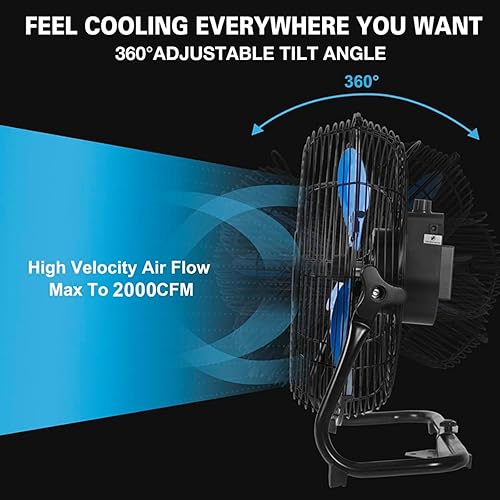 Miniatura 6 de KEN BROWN Ventilador de piso inalámbrico recargable 3 en 1 de 15000 mAh de 12 pulgadas, ventilador de piso inalámbrico recargable 3 en 1, ventilador