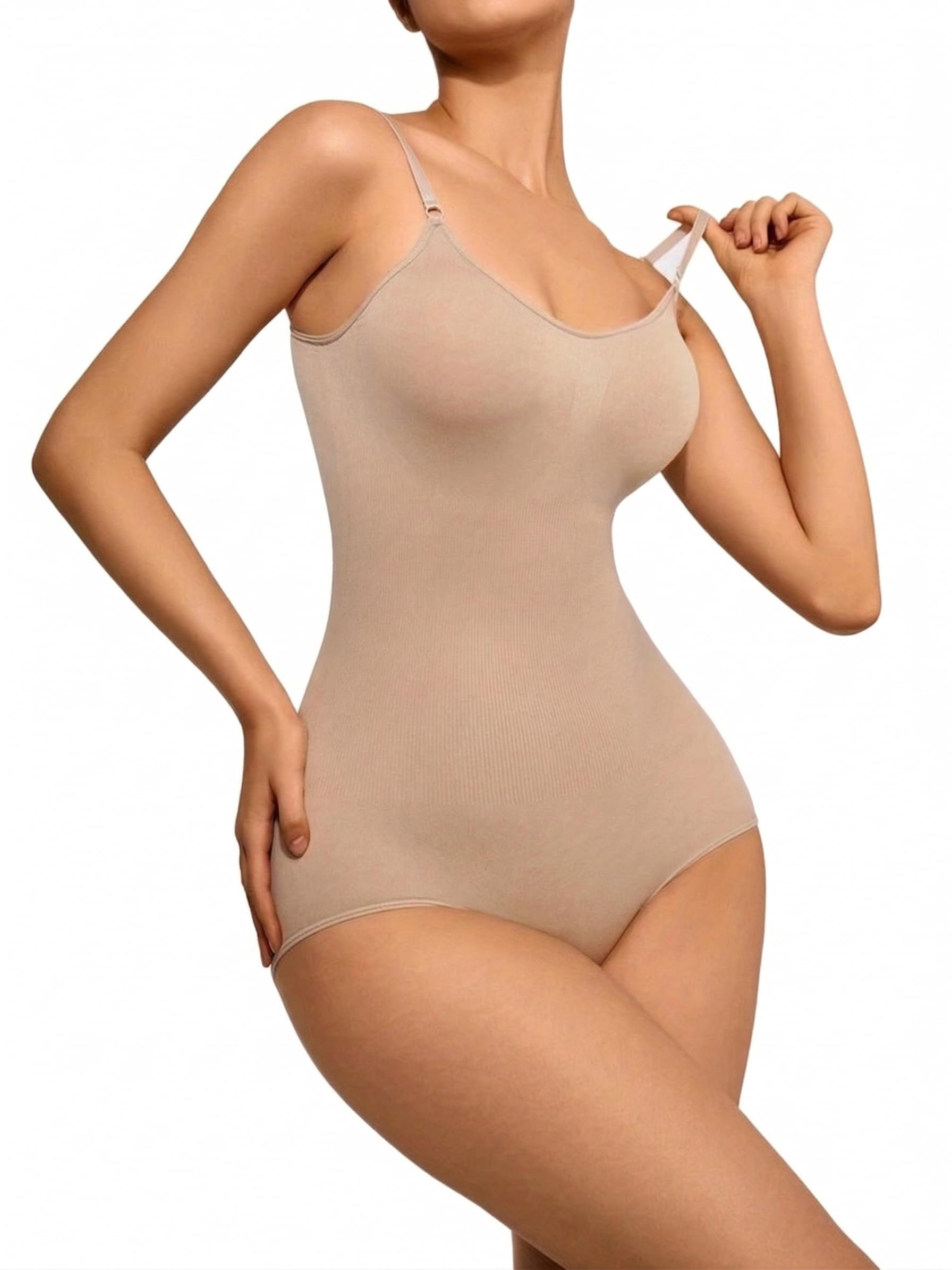 Women's Full Body Shaper Tummy Control Seamless V Neck Body Shaper Waist Trainer Bodysuit Shapewear-picture-32