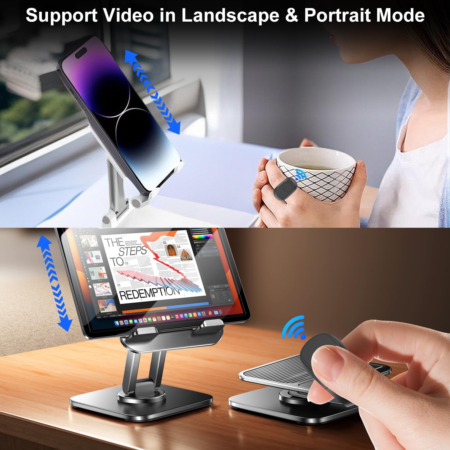 Fingertip Wireless Bluetooth Remote Control, Desiontal 2026 Upgrade Scrolling Ring for YouTube TikTok Video Landscape Portrait, Page Turner Compatible with Kindle iPhone iPad Android Phone Tablet ipad — view 4