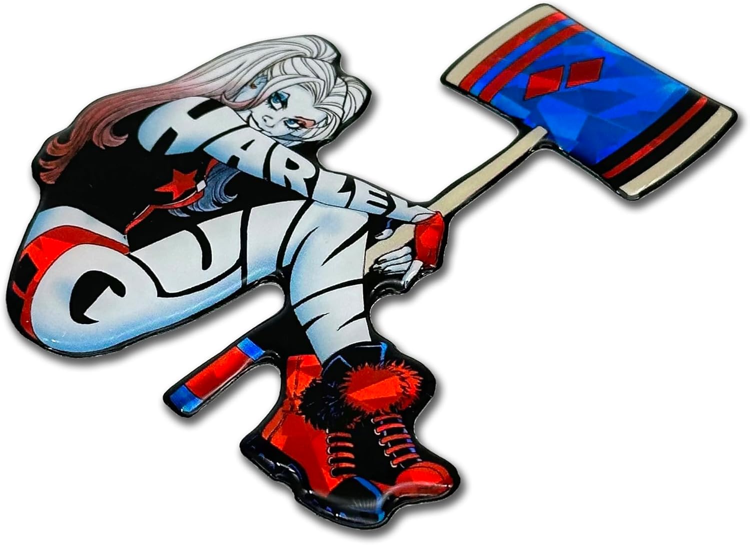 Elektroplate Officially Licensed DC Comics Harley Quinn Automotive Reflective Domed Decal (3.1" x 2.7") Premium 3D All Weather Sticker for Car, Water Bottle, Laptop, Cooler, Phone | Made in The USA - Image 3