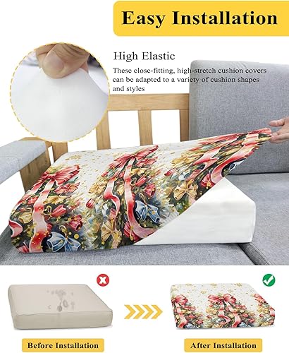 Miniatura 19 de Fundas de cojín para sofá de Navidad, funda elástica para sofá con parte inferior elástica, fundas de sofá con diseño de muñeco de nieve de Navidad