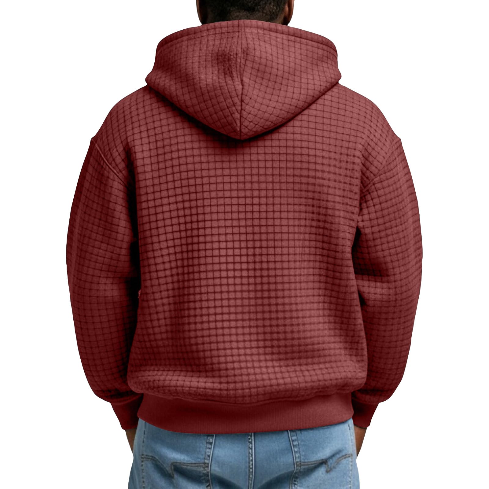 Sweatjacke Herren Mit Kapuze Sweatshirt Jacke Waffelmuster Einfarbig