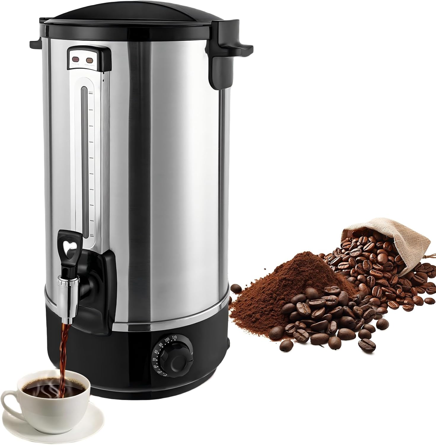 Electric Hot Water Boiler Urn, 20L Commercial Coffee Urn 120 Cup of Coffee, Intelligent Constant Temperature & Strong Insulation, Stainless Steel Hot Beverage Dispenser for Events, Offices, Parties