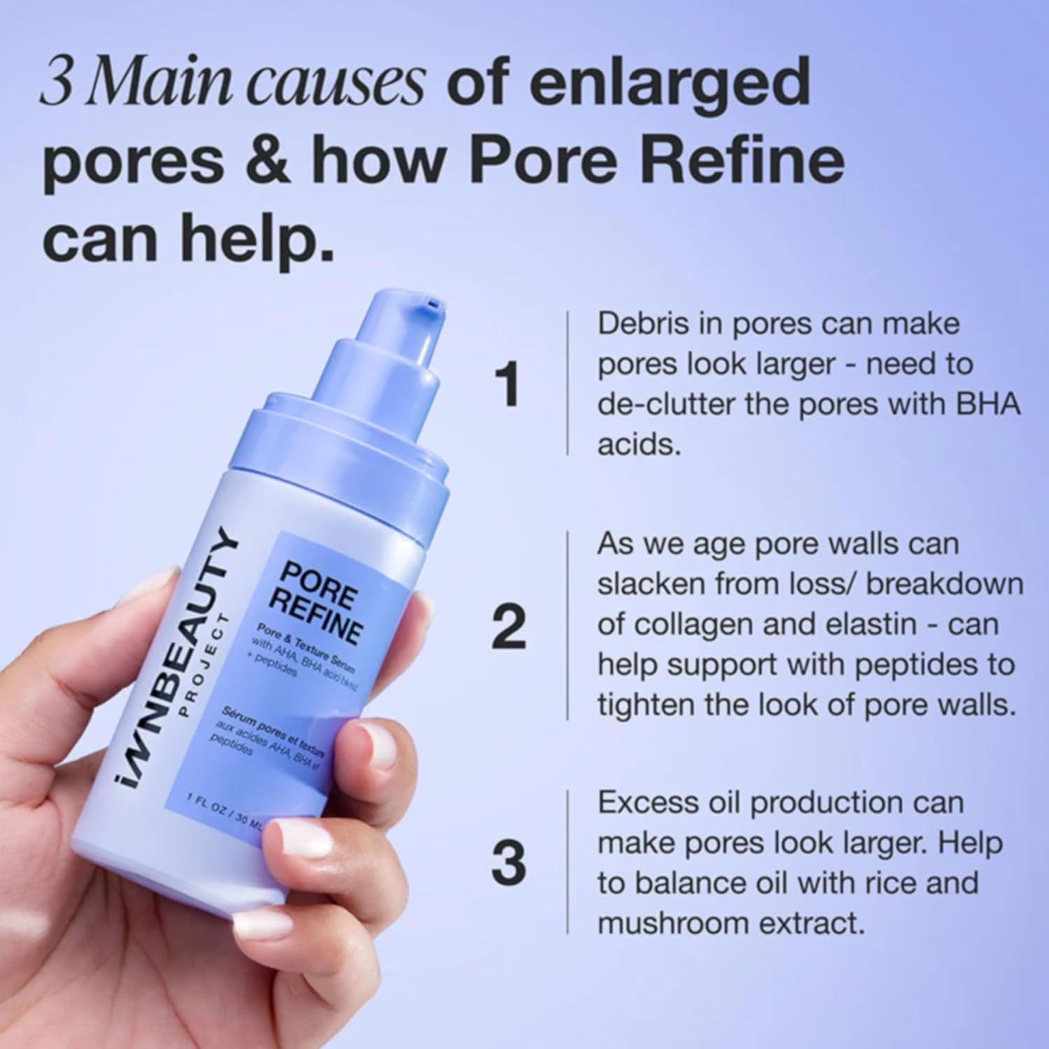 INNBEAUTY Project Pore Refine Serum for Shrinking Pores & Texture Smoothing, 1 OZ (30ml)
