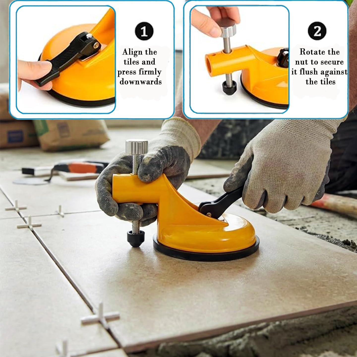 Adjustable Height Seam Setter, Tile Leveler with Heavy Duty Suction Cups | 3-in-1 Seam Setter & Gap Fixer, Height Adjustable, Heavy-Duty Suction Cups for Granite Marble, Durable for Pros & DIY Use