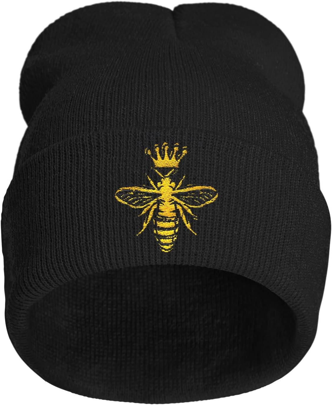 Queen Bee Honey Embroidery Beanie Hat for Men Women Winter Warm Stretch Skull Knit Hats Cap Black - Image 7