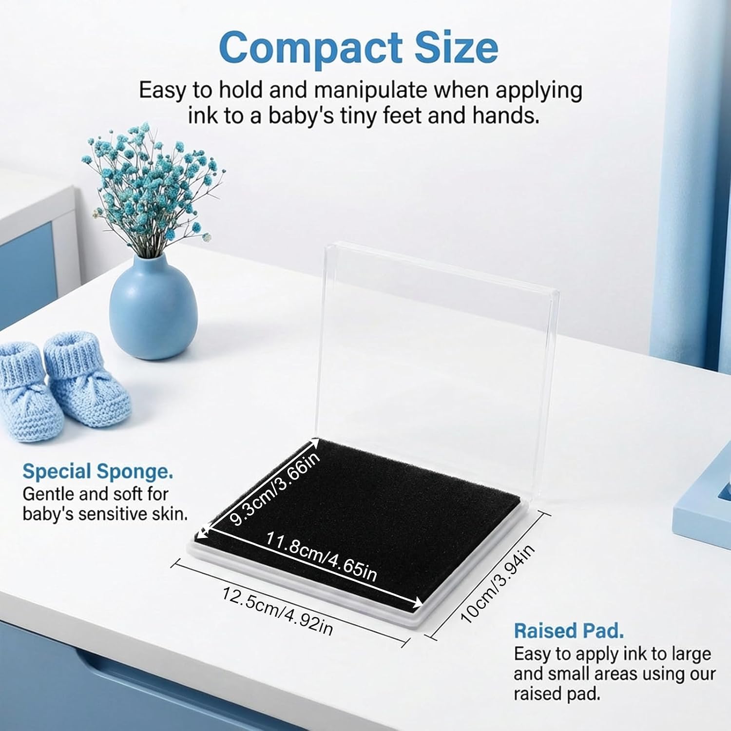 Large Ink Pad for Baby Hand and Footprints, Washable Black Stamp Pad 4.92 X 3.94inches Ink Pads for Dog Paw Prints Office Home DIY Crafting