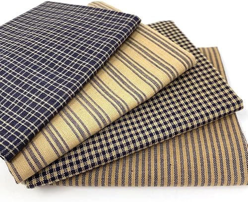 Miniatura 2 de Juego de 4 cuartos gruesos, paquete de algodón hecho en casa a cuadros color azul marino JCS