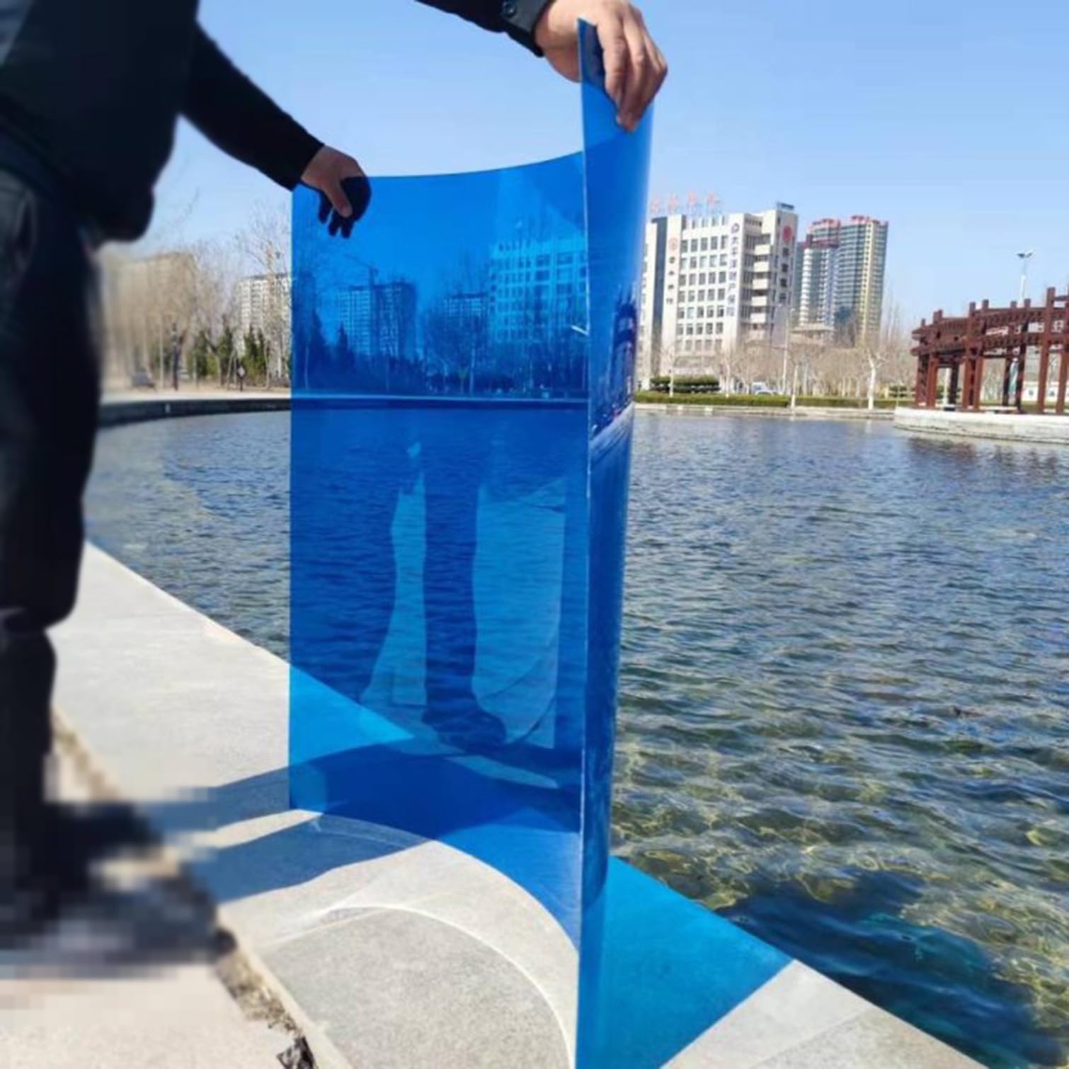 Lámina de plástico de policarbonato, láminas para techos de Paneles de policarbonato Transparentes Azules de 1,2 mm de Espesor, Tablero de Resistencia de PC, Cubierta de Sombra y Lluvia para