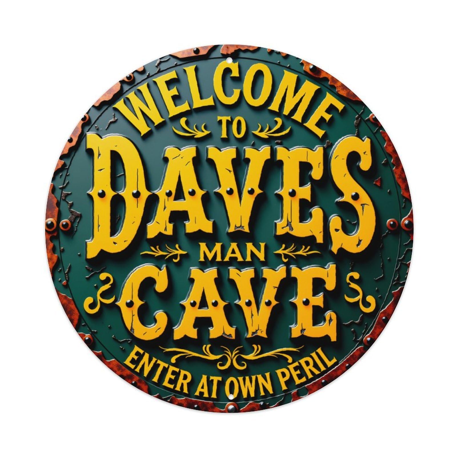 Vintage Man Cave Sign Vintage Aluminium Metal Sign, Retro Wall Decor for Home, Bar, Garage & Farmhouse 20x20cm
