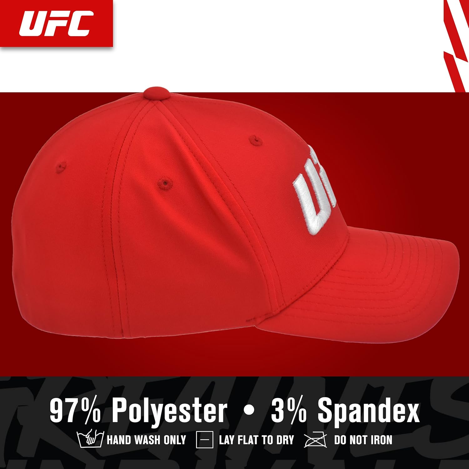 Concept One Unisex Adult UFC Baseball Hat, 6 Panel Adult Flex Fit Active Cap with Curved Brim