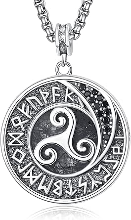 Collier Viking Triskelion - Pendentif Rune De Protection - Cordon Ajustable En Métal Argenté