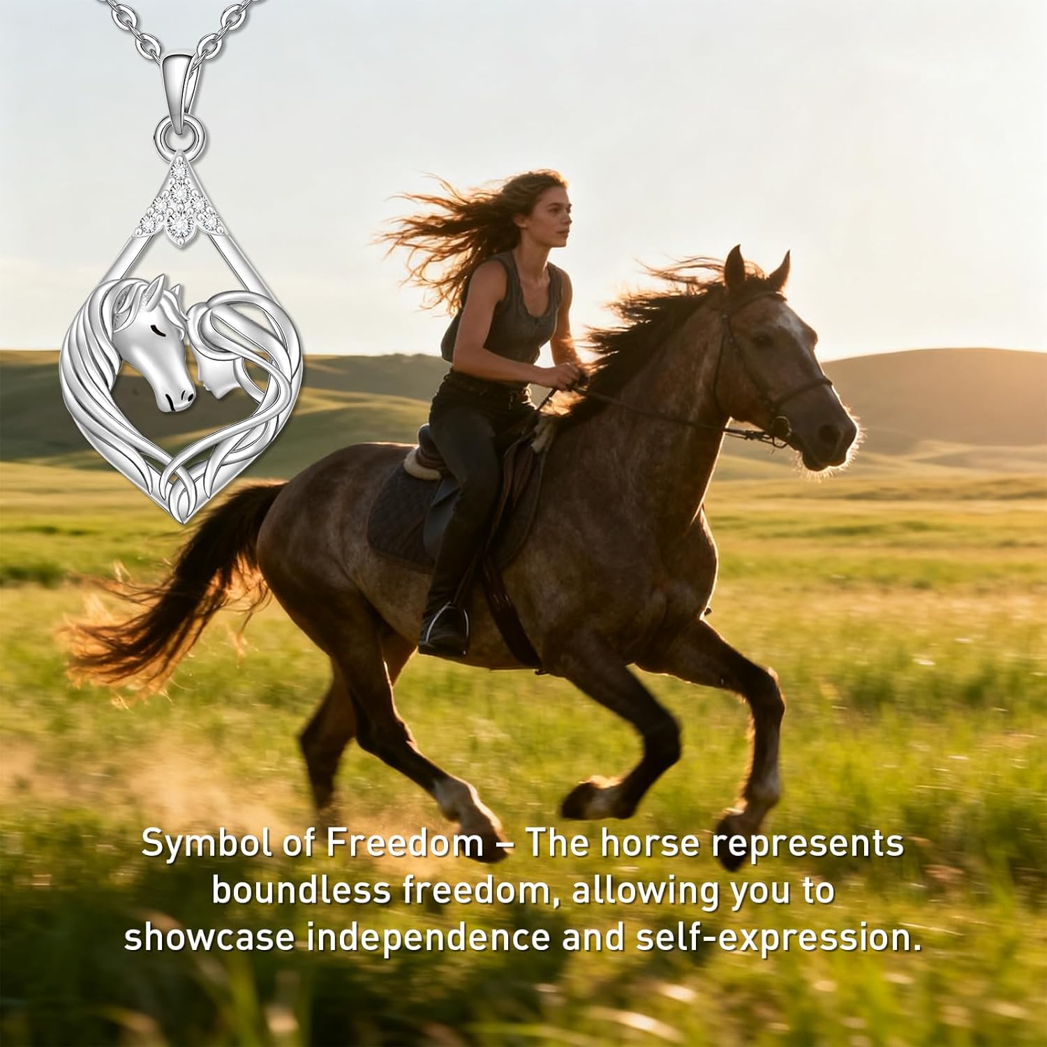 Fenthring Horse Necklace for Women Sterling Silver Heart Pendant for Charm Mothers Day Christmas Lover Gifts - Image 2