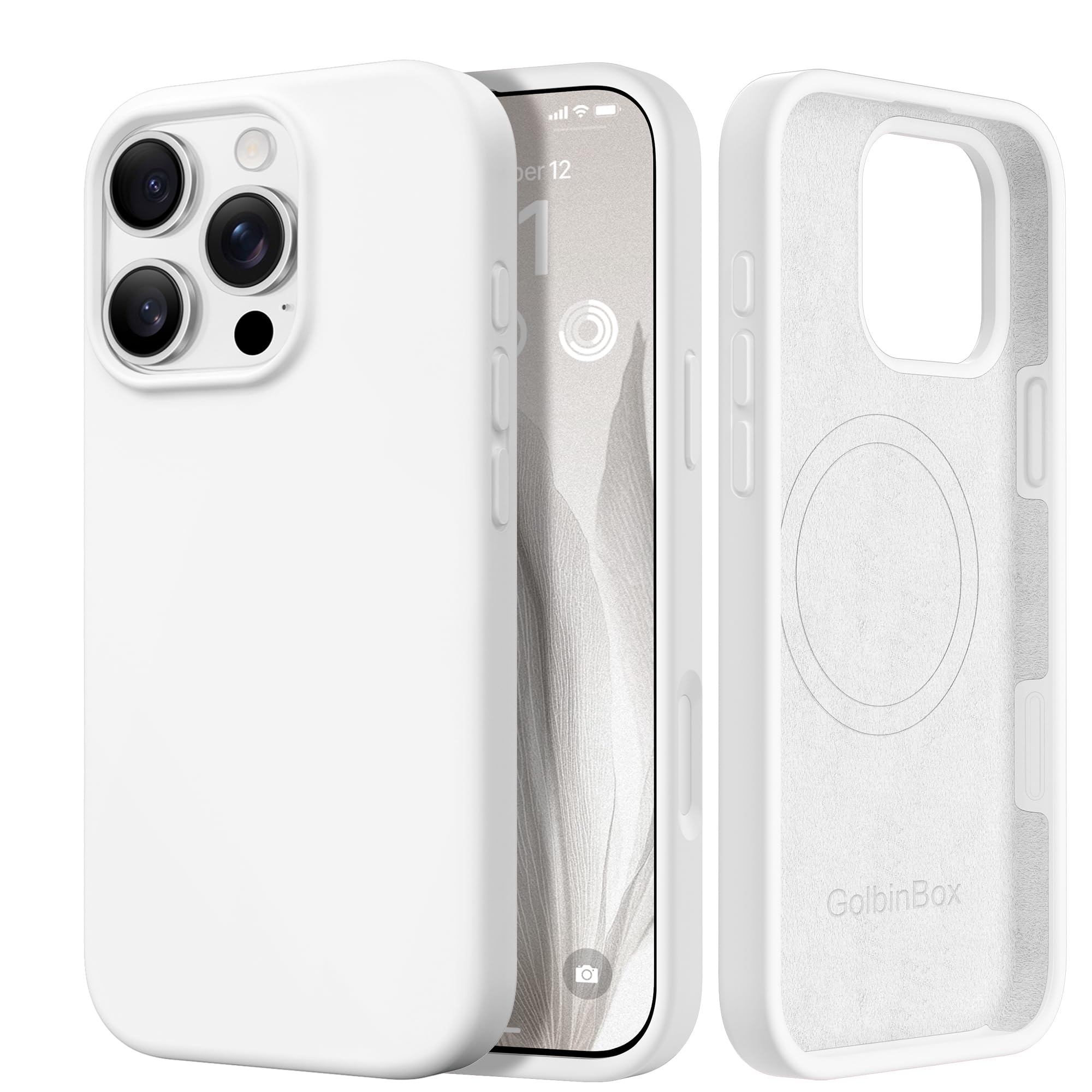 GolbinBox Magnetic for iPhone 16 Pro Max Case, Silicone Cover, White
