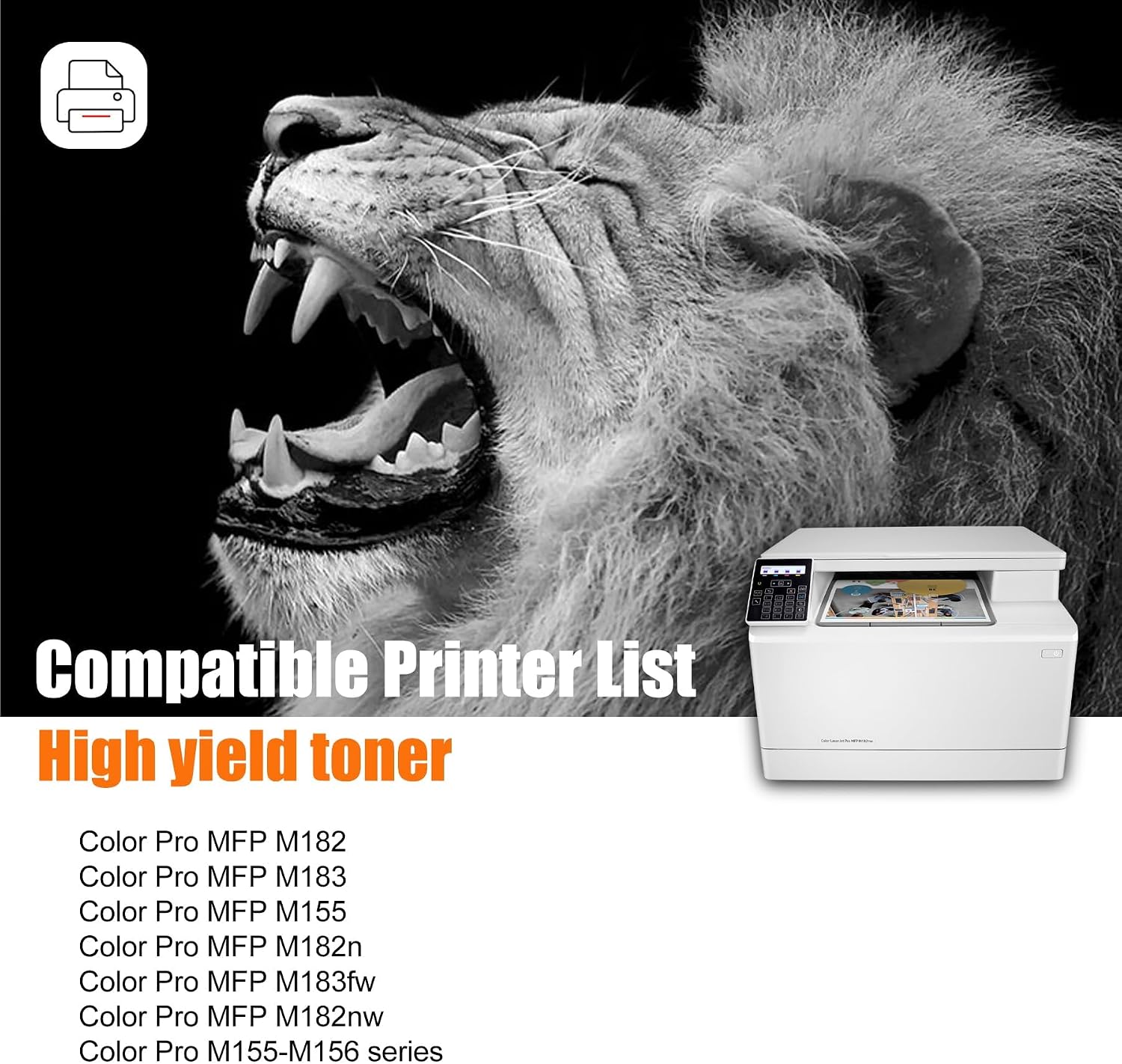 1-Pack 215A W2310A High Yield Black Toner Cartridge(with chip), Replacement for HP 215A W2310A for Color Pro M155-M156 Series MFP M182 M183 M155 M182n M183fw M182nw Printer