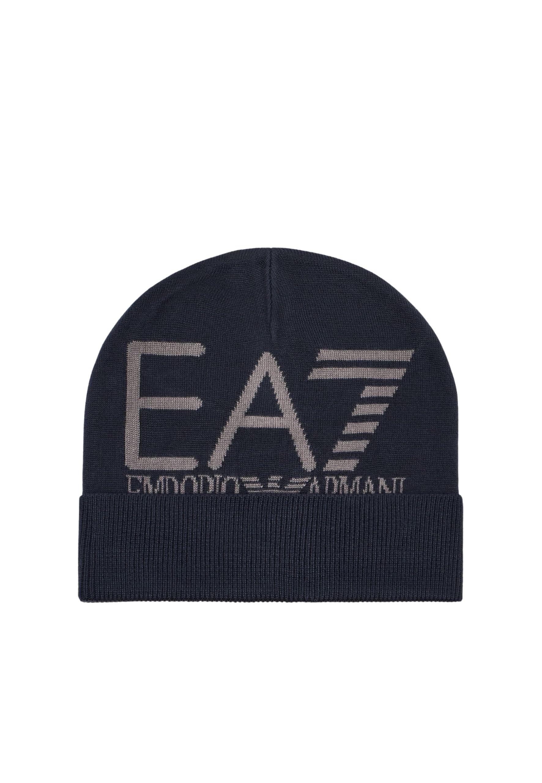 Emporio Armani EA7 Men's Beanie Hat Mountain Visibility, Blue/Volcanic, M