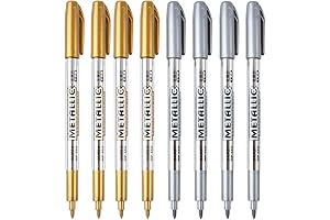 MYARTOOL Value Set of 8 Gold and Silver Metallic Permanent Marker Pens...