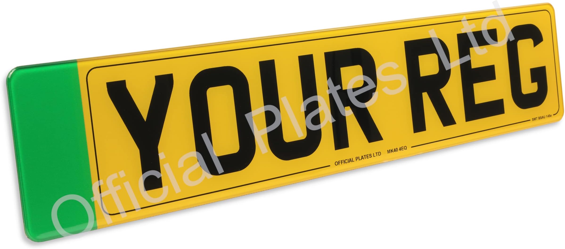 EV Electric Vehicle Number Plates for Cars UK Legal with Green Flash Badge, 3D 4D Gel + Border Available (Rear)