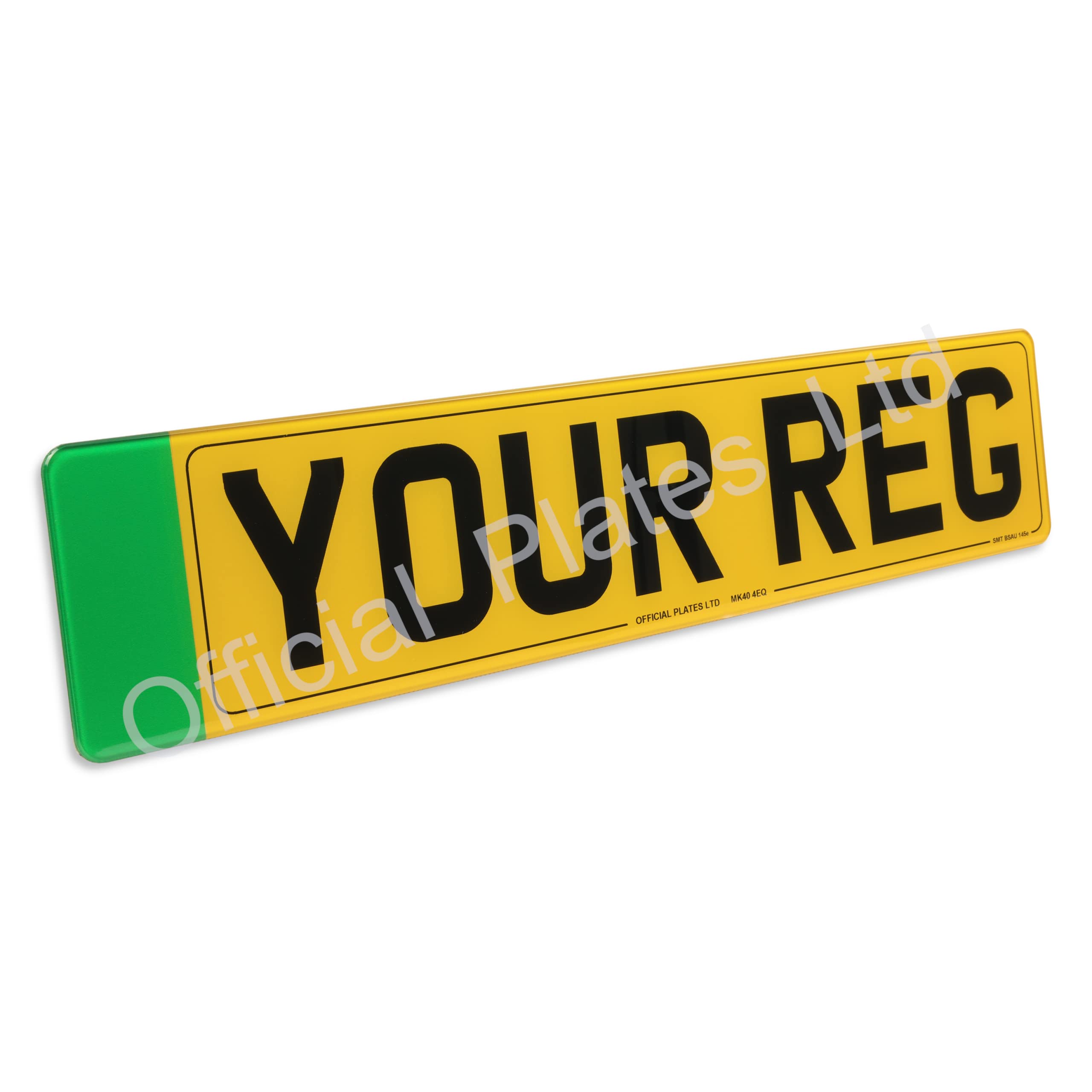 EV Electric Vehicle Number Plates for Cars UK Legal with Green Flash Badge, 3D 4D Gel + Border Available (Rear)