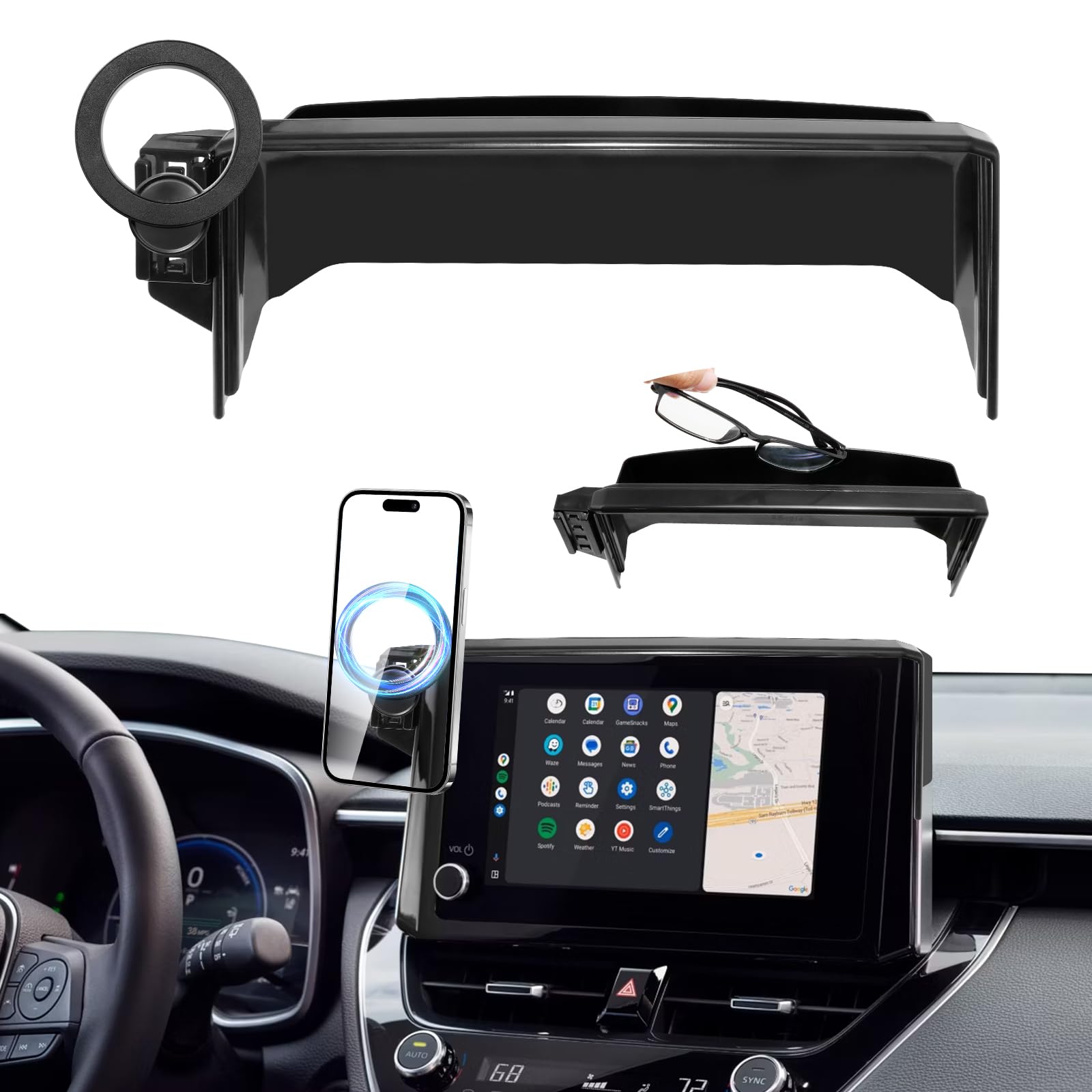Car Phone Holder for 2019-2025 2026 Toyota Corolla/Corolla Hatchback, 2022-2026 Corolla Cross 360° MagSafe Magnetic Cell Phone Mount with Sunglasses