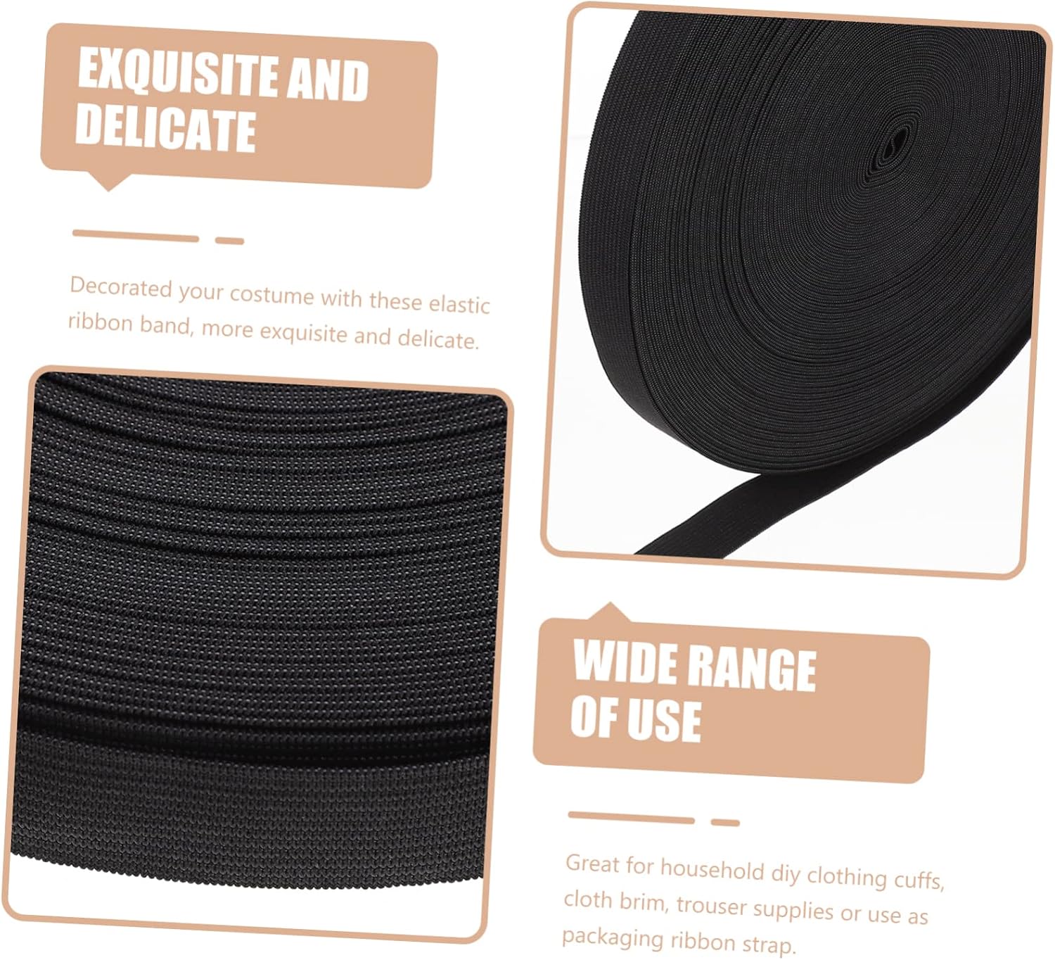 jojofuny Braided Elastic Band 30m Roll for Sewing Crafts High Elasticity Stretch Strap for DIY Projects Suitable for Waistbands and Hair Accessories