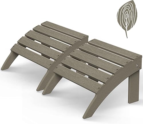 GREENVINES Adirondack-Ottoman  Grano de madera  Juego de 2  Plástico HDPE  Reposapiés para exteriores  Todo clima  Reposapiés  Reposapiés  Taburete