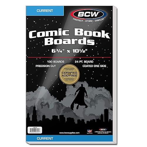BCW Current Comic Book Backing Boards - 100 Pack | 24 pt., Coated, Buffered with 3% Calcium Carbonate | Precision Cut for Current Comic Bags | Long-Term Comic Book Storage